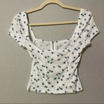 Silence + Noise Urban Outfitters White & Blue Floral Print Crop Top Womens S Photo 3