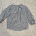 LC Lauren Conrad Lauren Conrad Blue and White Ruffle Blouse with 3/4 sleeves size Small Photo 3