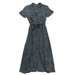 Club Monaco Floral Open Neck Silk Shirt Dress in Black, Size XS Photo 3