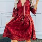 Southern Fried Chicks NWT Southern Fried Chics Burgundy Lace Dress Size Medium Photo 2