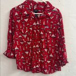 Liz Claiborne Red Sailboat Print Women's Top Photo 0
