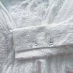 ISSUP Studios White Textured Dress Long Sleeve Flutter Skirt Size M Photo 6