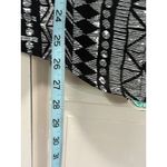 Chico's  Black/White Aztec Chiffon 3/4 Balloon Sleeves Blouse Sz 2 Beaded V‎ Neck Photo 3