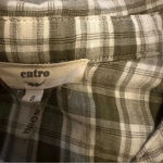 Entro  Olive and white plaid long sleeve button up shirt size S Photo 5