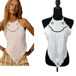 ZARA White Eyelet Embroidered Scarf Halter Festival Top Size XL Photo 1