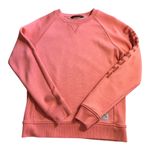 Carhartt Women Med Relaxed Fit Midweight Crewneck Logo sleeve Graphic Sweatshirt Photo 3