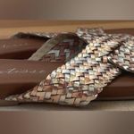 Matisse Footwear Bessie Leather Metallic Braided Wedge Sandal Women's; size 10 Gold Photo 1