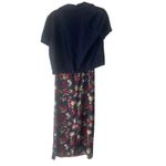 Ease Sport Vintage 90s Women's Size 8 Blue Floral Linen Blend Dress & Cardigan Red Photo 5