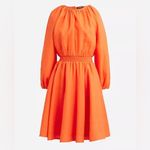 J.Crew Palermo Linen Smocked Waist Mini Dress Long Sleeve Orange Size Small Photo 1