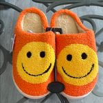 Happy Face Fuzzy Slippers NWT Orange Size 6 Photo 0
