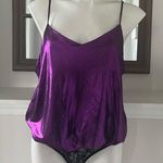 Free People Metallic V-Neck Oversized Bodysuit in Purple Size L, New w/o Tag Photo 9