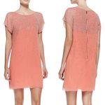 Alice + Olivia  100% Silk Philly Beaded Chiffon Dress Coral Pink Tunic Dress Sz 4 Photo 1