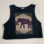 Bear Dance  Cropped Black Muscle Tee Purple Elephant Graphic Photo 2