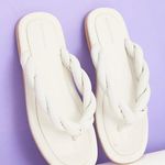 Pretty Little Thing White Leather Braided Mule Sandal Slides  Photo 0