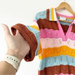 Callahan Marg Polo Knit Mini Shirt Dress in Multicolor Pink Photo 3