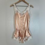 Victoria's Secret Victoria’s Secret Angels Peach and Cream Satin and Lace Romper size Medium Photo 6