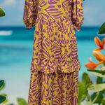 Mafe Restrepo Pentecostal Floral Yellow and Purple Dress Size XL Photo 0
