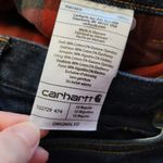 Carhartt  WOMENS ORIGINAL FIT STRAIGHT LEG FLANNEL LINED METALLIC DARK WASH JEANS Photo 10