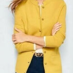 Talbots  Merino Wool yellow gold cardigan sweater Photo 0