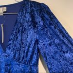 ASOS NWT  Blue Velvet Balloon Long Sleeve Bodycon V-Neck Mini Dress Size 4 Photo 4