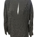 Evan Picone Evan-Picone Silk Blouse Long‎ Sleeve Keyhole Neckline Black Diamond Pattern 8 Photo 0