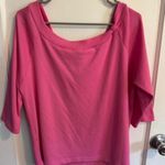 Pink Wide Neck 3/4 Sleeve Top Blouse Modern Knit Pullover Photo 0