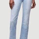 frame denim Frame Le High Straight | Pearl Accent Embellished stretch jeans | 27 | Fray crop Photo 0