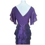 Adrianna Papell  Silk Plum Flutter Sleeve Tired knee length Dress size 2 Photo 9
