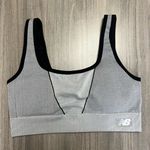 New Balance  Striped Black and Gray Sports Bra Photo 0