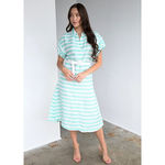 Never A Wallflower Aster Short Sleeve Shirt Dress Stripes Green Size M Photo 1