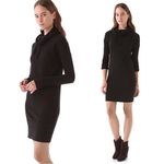 James Perse • Funnel Neck Sweatshirt Dress black cotton terry mini Photo 1