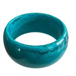 Turquoise Marbled Wide Resin Bangle Bracelet For Women Size 7inch Boho Beach Blue Photo 1