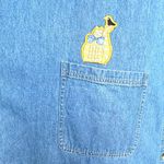 Vintage Quacker Factory Denim Jumper Midi Dress Plus 2X Yellow Floral Embroidery Blue Photo 9