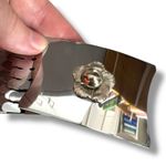 Boutique Vintage 80s 90s Womens Wide Scale Stretch Belt Flower Buckle Accent Silver Tone Photo 4