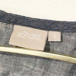 Eshakti  Size Large Blue Denim Chambray Cotton Bow Detail Sleeveless Top Photo 3