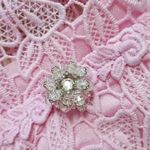 Women's Embroidery Sleeveless Lace Hollow Out Mini Dress Short Skirt Pink Size L Size L Photo 3