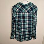 Roxy  Button Down Flannel Shirt Mint Green Plaid XS Photo 6