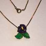 Vintage Boho Floral Pendant Necklace with Green and Purple Accents Photo 1