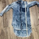 Thrill Blue Denim Long Sleeve Dress Photo 10