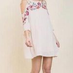 Umgee NWT  Boutique Floral Embroidered Angel Sleeve Open Shoulder Dress Small Photo 0