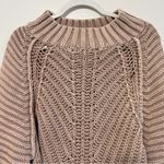 Free People NWOT  Chunky Knit Sweetheart Sweater Size Large Tan Brown Beige Photo 3