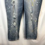 Cato  Size 14‎ Capri Jeans Cropped Blue Distressed Paint Splatter Mid Rise 1143 Photo 2