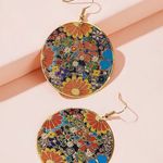 Floral Circle Dangle Earrings Boho Multiple Photo 0