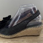 Clarks  Artisan Shoes Women 7 1/2 M Blue Hessian Wedge Sandals Flower Boho Preppy Photo 0