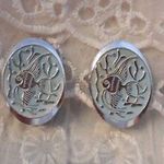 Signed “Germany” Vintage Clip On Earrings Open Metal Work Tropical Fish Blue Photo 0