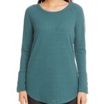 Chaser  Waffle Knit Button Cuff Top – Teal – Size Small EUC Casual Fall Layer Photo 0