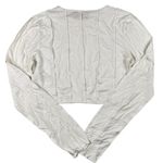 Edikted  Long Sleeve Pleat Detail Crop Top in White Photo 2