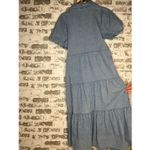 Grace + Karma | women denim button down dress puff sleeves Blue Photo 4