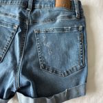 Aeropostale Medium Wash Distressed High Rise Midi Jean Shorts Photo 3