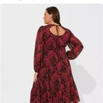 Torrid  Burgundy Paisley Tea Length Clip Dot Open Back A-Line Dress Plus Size 1X‎ Photo 1